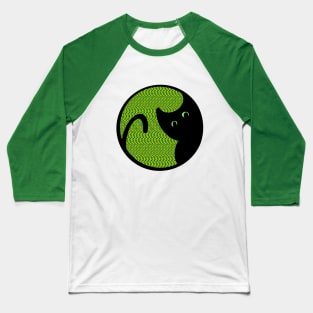 Black Cat with green eyes Baseball T-Shirt